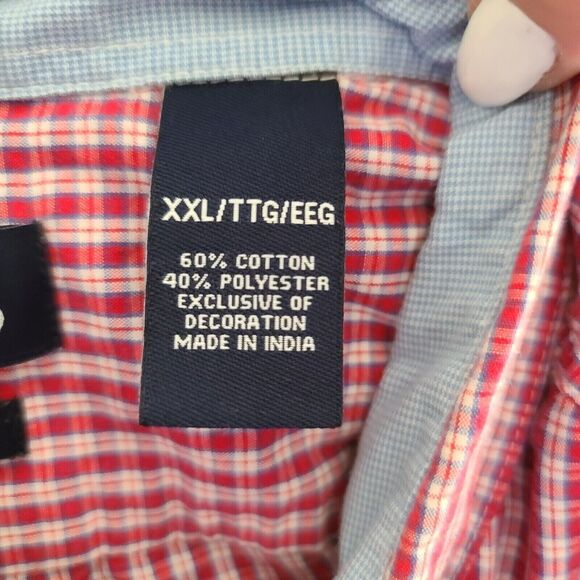 Chaps Custom Fit Mens Button Down Shirt Multicolor Size XXL Cotton Blend Logo - Picture 6 of 11